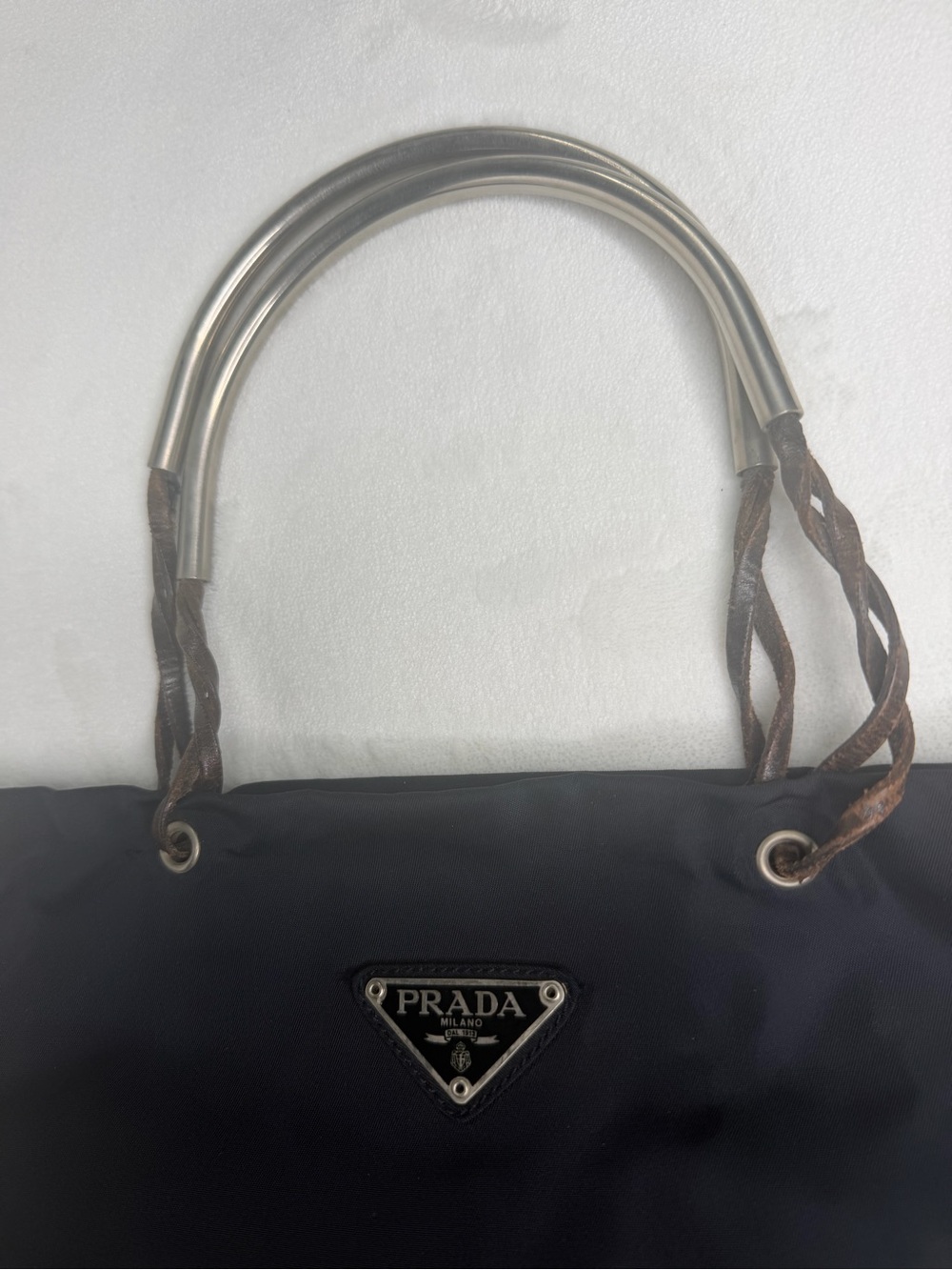 Prada Ring Handle Tote with Brown/Silver Handles - Picture 5 of 12